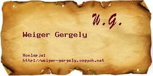 Weiger Gergely névjegykártya